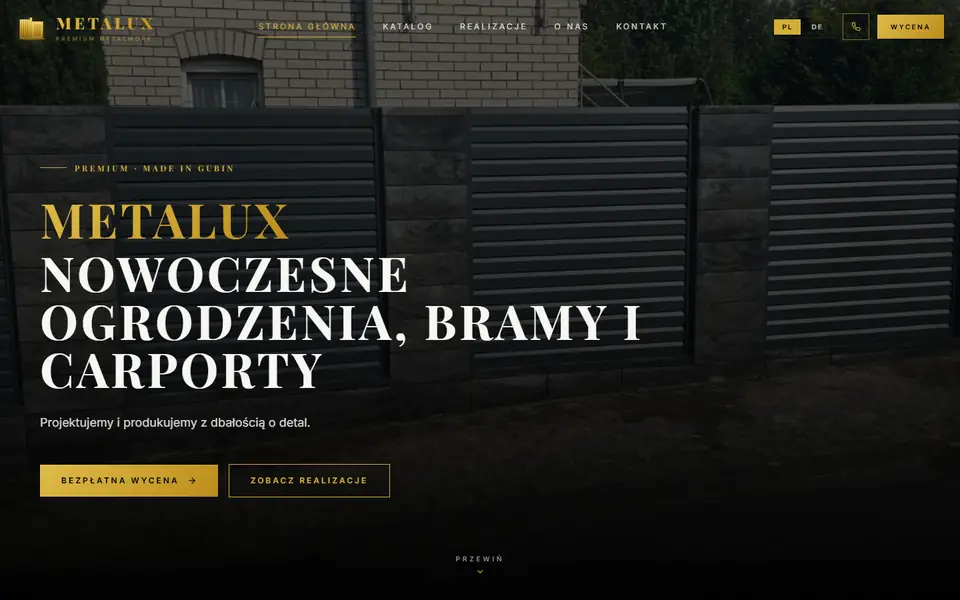 Strona METALUX na komputerze