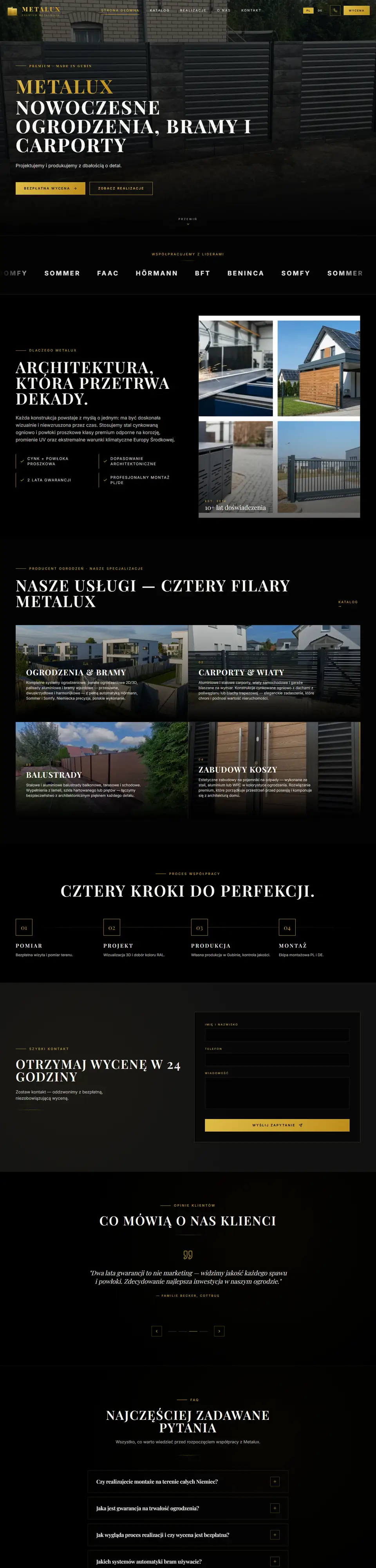 Strona METALUX na komputerze