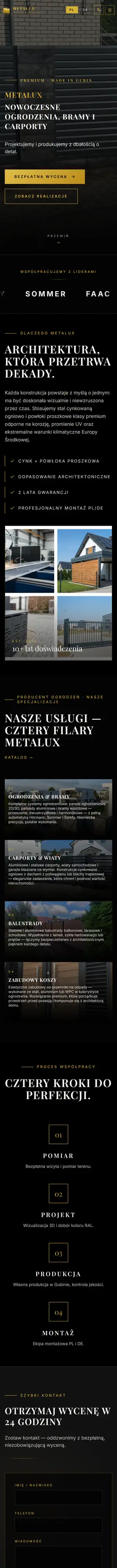 Strona METALUX na telefonie